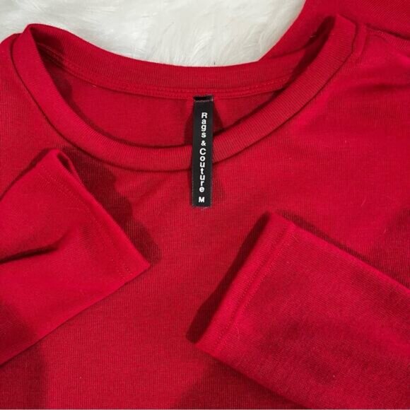 NEW Rags & Couture Longline Knit Midi Sweater Long Sleeve Tunic Dress M Red NWOT - Picture 11 of 15